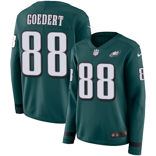 Nike Eagles #88 Dallas Goedert Midnight Green Team Color Women's Stitched NFL Limited Therma Long Sleeve Jersey Nike Eagles #88 Dallas Goedert Midnight Green Team Color Women's Stitched NFL Limited Therma Long Sleeve Jersey