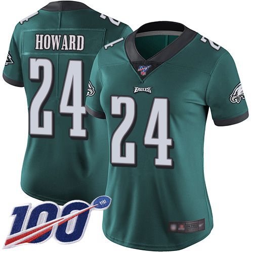 Nike Eagles #24 Jordan Howard Midnight Green Team Color Women's Stitched NFL 100th Season Vapor Limited Jersey Nike Eagles #24 Jordan Howard Midnight Green Team Color Women's Stitched NFL 100th Season Vapor Limited Jersey