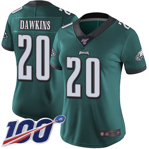Nike Eagles #20 Brian Dawkins Midnight Green Team Color Women's Stitched NFL 100th Season Vapor Limited Jersey Nike Eagles #20 Brian Dawkins Midnight Green Team Color Women's Stitched NFL 100th Season Vapor Limited Jersey
