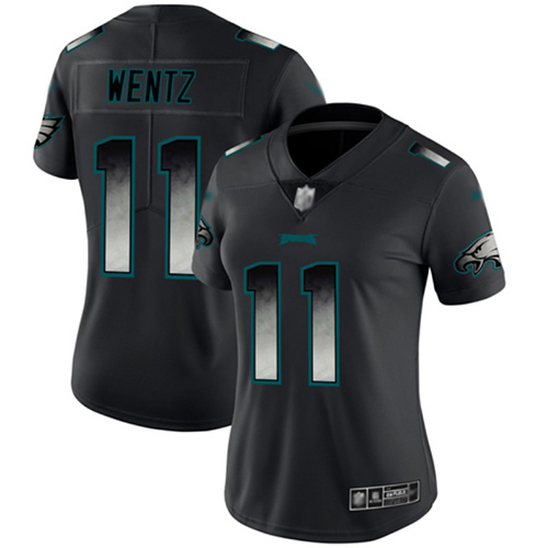 Nike Eagles #11 Carson Wentz Black Women's Stitched NFL Vapor Untouchable Limited Smoke Fashion Jersey Nike Eagles #11 Carson Wentz Black Women's Stitched NFL Vapor Untouchable Limited Smoke Fashion Jersey