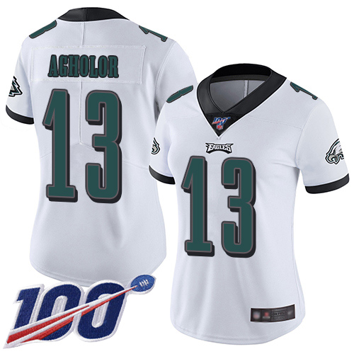 Nike Eagles #13 Nelson Agholor White Women's Stitched NFL 100th Season Vapor Limited Jersey Nike Eagles #13 Nelson Agholor White Women's Stitched NFL 100th Season Vapor Limited Jersey