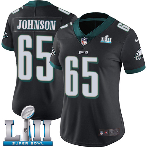 Nike Eagles #65 Lane Johnson Black Alternate Super Bowl LII Women's Stitched NFL Vapor Untouchable Limited Jersey Nike Eagles #65 Lane Johnson Black Alternate Super Bowl LII Women's Stitched NFL Vapor Untouchable Limited Jersey
