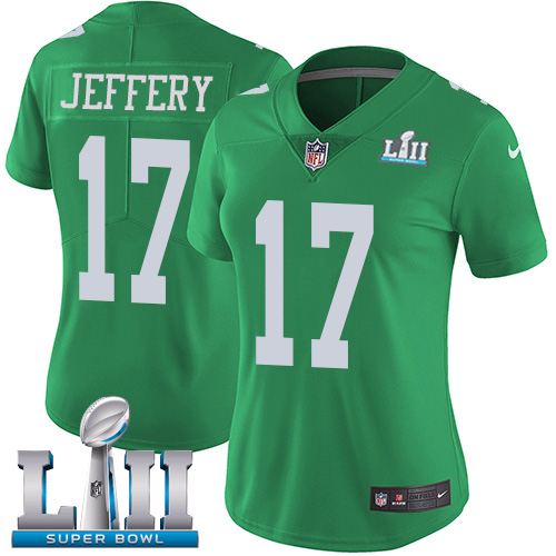 Nike Eagles #17 Alshon Jeffery Green Super Bowl LII Women's Stitched NFL Limited Rush Jersey Nike Eagles #17 Alshon Jeffery Green Super Bowl LII Women's Stitched NFL Limited Rush Jersey