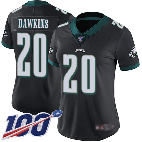 Nike Eagles #20 Brian Dawkins Black Alternate Women's Stitched NFL 100th Season Vapor Limited Jersey Nike Eagles #20 Brian Dawkins Black Alternate Women's Stitched NFL 100th Season Vapor Limited Jersey