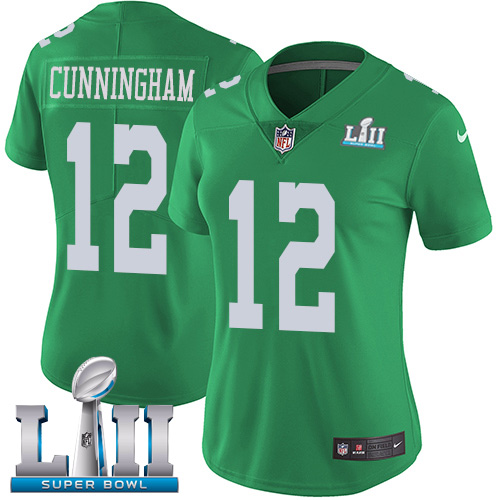 Nike Eagles #12 Randall Cunningham Green Super Bowl LII Women's Stitched NFL Limited Rush Jersey Nike Eagles #12 Randall Cunningham Green Super Bowl LII Women's Stitched NFL Limited Rush Jersey