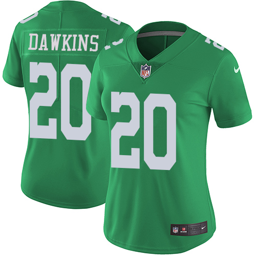 Nike Eagles #20 Brian Dawkins Green Women's Stitched NFL Limited Rush Jersey Nike Eagles #20 Brian Dawkins Green Women's Stitched NFL Limited Rush Jersey