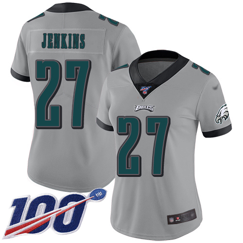 Nike Eagles #27 Malcolm Jenkins Silver Women's Stitched NFL Limited Inverted Legend 100th Season Jersey Nike Eagles #27 Malcolm Jenkins Silver Women's Stitched NFL Limited Inverted Legend 100th Season Jersey