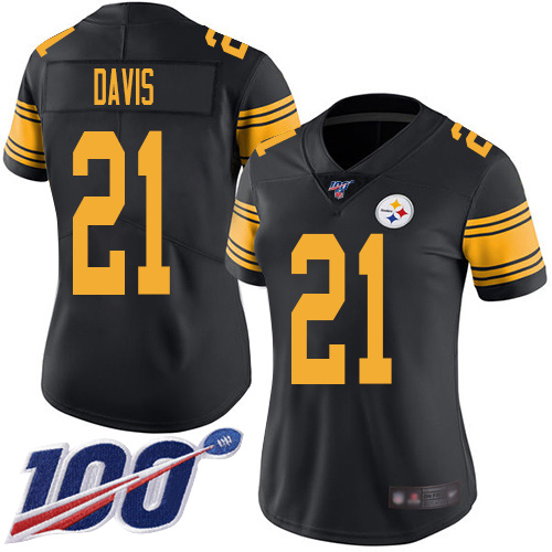 Nike Steelers #21 Sean Davis Black Women's Stitched NFL Limited Rush 100th Season Jersey Nike Steelers #21 Sean Davis Black Women's Stitched NFL Limited Rush 100th Season Jersey