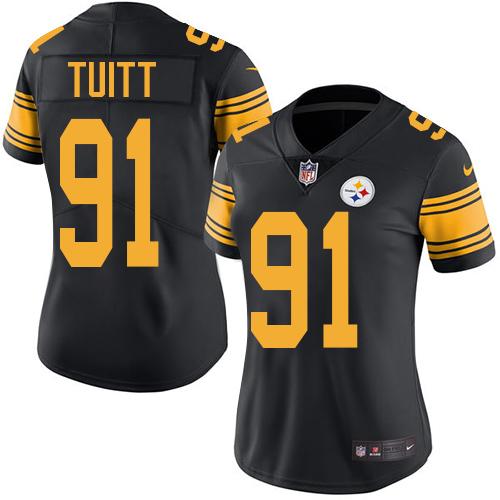 Nike Steelers #91 Stephon Tuitt Black Women's Stitched NFL Limited Rush Jersey Nike Steelers #91 Stephon Tuitt Black Women's Stitched NFL Limited Rush Jersey