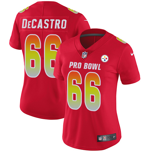 Nike Steelers #66 David DeCastro Red Women's Stitched NFL Limited AFC 2018 Pro Bowl Jersey Nike Steelers #66 David DeCastro Red Women's Stitched NFL Limited AFC 2018 Pro Bowl Jersey
