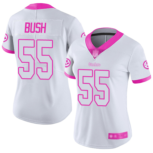 Nike Steelers #55 Devin Bush White/Pink Women's Stitched NFL Limited Rush Fashion Jersey Nike Steelers #55 Devin Bush White/Pink Women's Stitched NFL Limited Rush Fashion Jersey