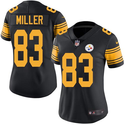 Nike Steelers #83 Heath Miller Black Women's Stitched NFL Limited Rush Jersey Nike Steelers #83 Heath Miller Black Women's Stitched NFL Limited Rush Jersey