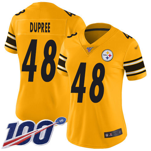 Nike Steelers #48 Bud Dupree Gold Women's Stitched NFL Limited Inverted Legend 100th Season Jersey Nike Steelers #48 Bud Dupree Gold Women's Stitched NFL Limited Inverted Legend 100th Season Jersey