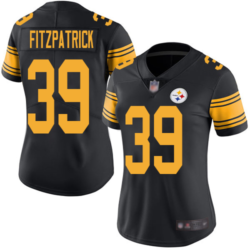 Nike Steelers #39 Minkah Fitzpatrick Black Women's Stitched NFL Limited Rush Jersey Nike Steelers #39 Minkah Fitzpatrick Black Women's Stitched NFL Limited Rush Jersey