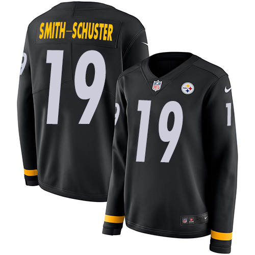 Nike Steelers #19 JuJu Smith-Schuster Black Team Color Women's Stitched NFL Limited Therma Long Sleeve Jersey Nike Steelers #19 JuJu Smith-Schuster Black Team Color Women's Stitched NFL Limited Therma Long Sleeve Jersey
