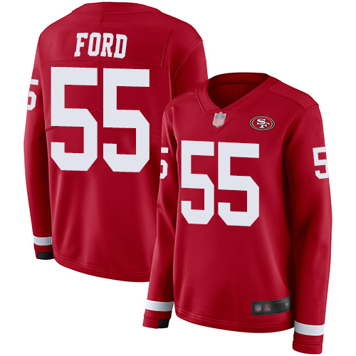 Nike 49ers #55 Dee Ford Red Team Color Women's Stitched NFL Limited Therma Long Sleeve Jersey Nike 49ers #55 Dee Ford Red Team Color Women's Stitched NFL Limited Therma Long Sleeve Jersey