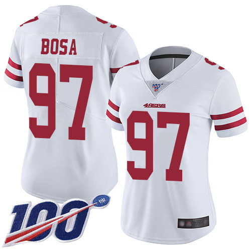 Nike 49ers #97 Nick Bosa White Women's Stitched NFL 100th Season Vapor Limited Jersey Nike 49ers #97 Nick Bosa White Women's Stitched NFL 100th Season Vapor Limited Jersey