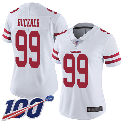 Nike 49ers #99 DeForest Buckner White Women's Stitched NFL 100th Season Vapor Limited Jersey Nike 49ers #99 DeForest Buckner White Women's Stitched NFL 100th Season Vapor Limited Jersey