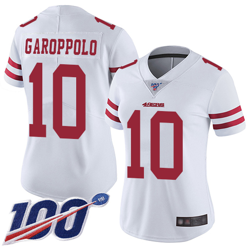 Nike 49ers #10 Jimmy Garoppolo White Women's Stitched NFL 100th Season Vapor Limited Jersey Nike 49ers #10 Jimmy Garoppolo White Women's Stitched NFL 100th Season Vapor Limited Jersey