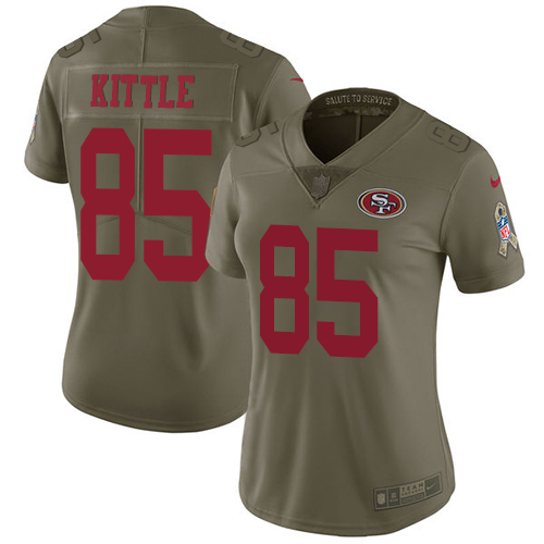 Nike 49ers #85 George Kittle Olive Women's Stitched NFL Limited 2017 Salute to Service Jersey Nike 49ers #85 George Kittle Olive Women's Stitched NFL Limited 2017 Salute to Service Jersey