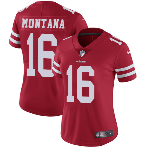 Nike 49ers #16 Joe Montana Red Team Color Women's Stitched NFL Vapor Untouchable Limited Jersey Nike 49ers #16 Joe Montana Red Team Color Women's Stitched NFL Vapor Untouchable Limited Jersey
