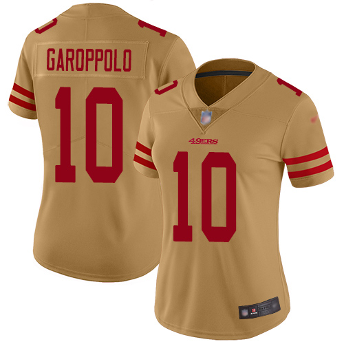 Nike 49ers #10 Jimmy Garoppolo Gold Women's Stitched NFL Limited Inverted Legend Jersey Nike 49ers #10 Jimmy Garoppolo Gold Women's Stitched NFL Limited Inverted Legend Jersey