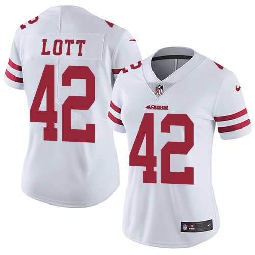 Nike 49ers #42 Ronnie Lott White Women's Stitched NFL Vapor Untouchable Limited Jersey Nike 49ers #42 Ronnie Lott White Women's Stitched NFL Vapor Untouchable Limited Jersey
