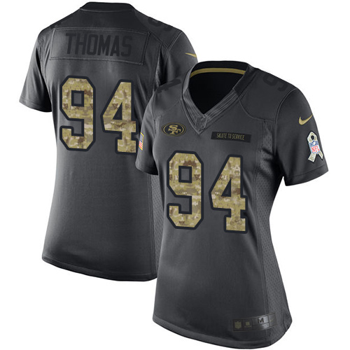 Nike 49ers #94 Solomon Thomas Black Women's Stitched NFL Limited 2016 Salute to Service Jersey Nike 49ers #94 Solomon Thomas Black Women's Stitched NFL Limited 2016 Salute to Service Jersey