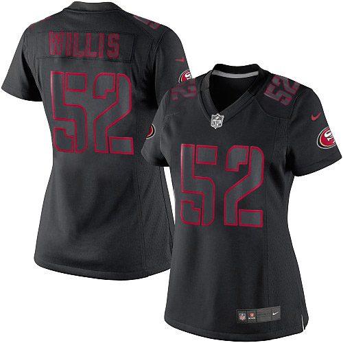 Nike 49ers #52 Patrick Willis Black Impact Women's Stitched NFL Limited Jersey Nike 49ers #52 Patrick Willis Black Impact Women's Stitched NFL Limited Jersey