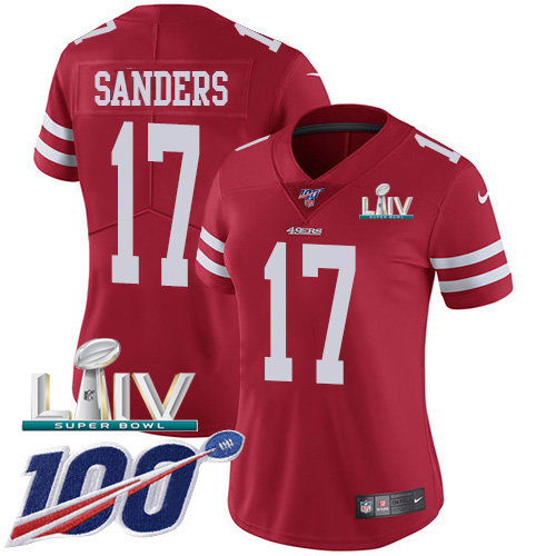 Nike 49ers #17 Emmanuel Sanders Red Super Bowl LIV 2020 Team Color Women's Stitched NFL 100th Season Vapor Limited Jersey Nike 49ers #17 Emmanuel Sanders Red Super Bowl LIV 2020 Team Color Women's Stitched NFL 100th Season Vapor Limited Jersey