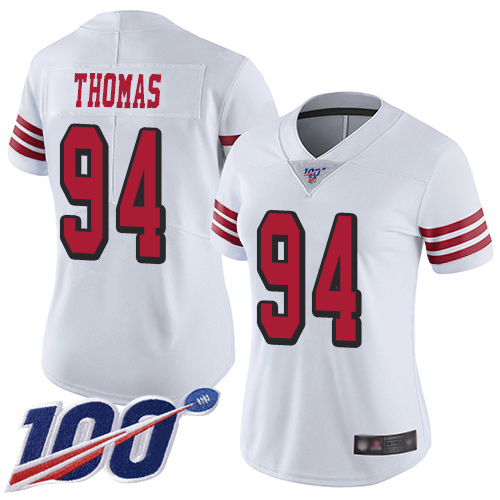 Nike 49ers #94 Solomon Thomas White Rush Women's Stitched NFL Limited 100th Season Jersey Nike 49ers #94 Solomon Thomas White Rush Women's Stitched NFL Limited 100th Season Jersey