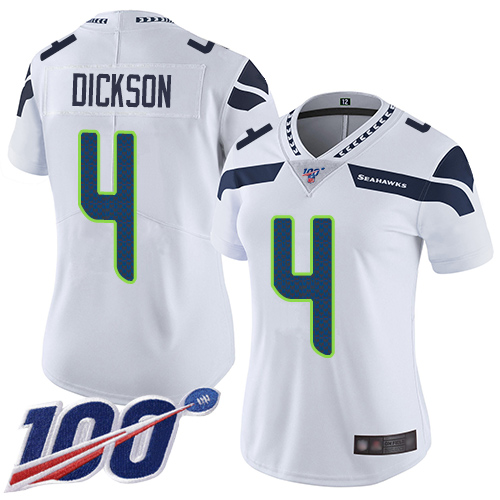 Nike Seahawks #4 Michael Dickson White Women's Stitched NFL 100th Season Vapor Limited Jersey Nike Seahawks #4 Michael Dickson White Women's Stitched NFL 100th Season Vapor Limited Jersey