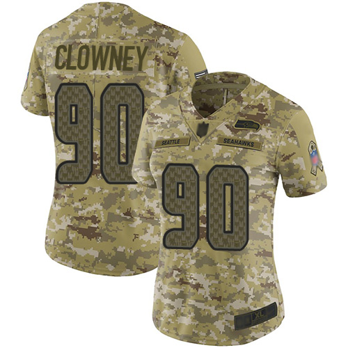 Nike Seahawks #90 Jadeveon Clowney Camo Women's Stitched NFL Limited 2018 Salute to Service Jersey Nike Seahawks #90 Jadeveon Clowney Camo Women's Stitched NFL Limited 2018 Salute to Service Jersey
