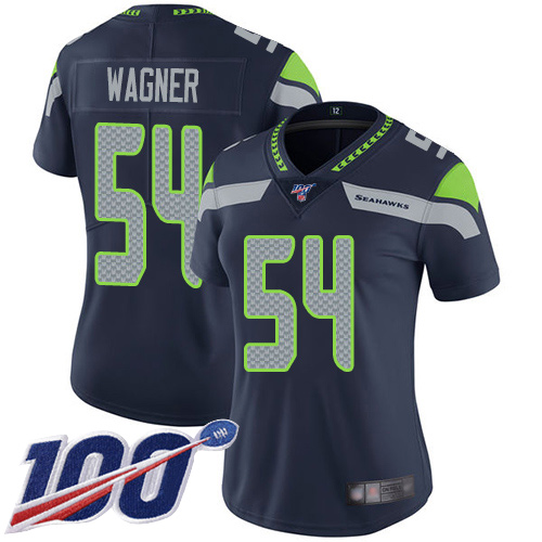 Nike Seahawks #54 Bobby Wagner Steel Blue Team Color Women's Stitched NFL 100th Season Vapor Limited Jersey Nike Seahawks #54 Bobby Wagner Steel Blue Team Color Women's Stitched NFL 100th Season Vapor Limited Jersey