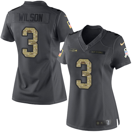 Nike Seahawks #3 Russell Wilson Black Women's Stitched NFL Limited 2016 Salute to Service Jersey Nike Seahawks #3 Russell Wilson Black Women's Stitched NFL Limited 2016 Salute to Service Jersey