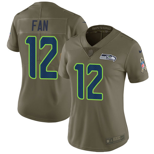 Nike Seahawks #12 Fan Olive Women's Stitched NFL Limited 2017 Salute to Service Jersey Nike Seahawks #12 Fan Olive Women's Stitched NFL Limited 2017 Salute to Service Jersey