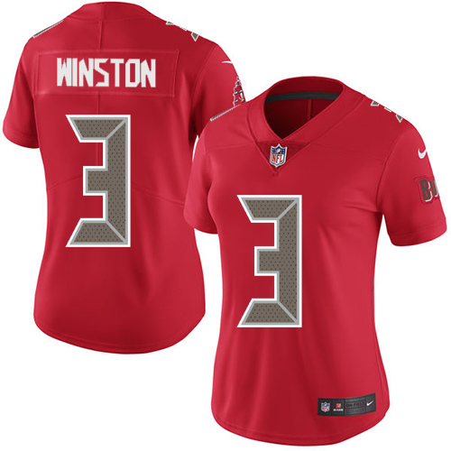 Nike Buccaneers #3 Jameis Winston Red Women's Stitched NFL Limited Rush Jersey Nike Buccaneers #3 Jameis Winston Red Women's Stitched NFL Limited Rush Jersey