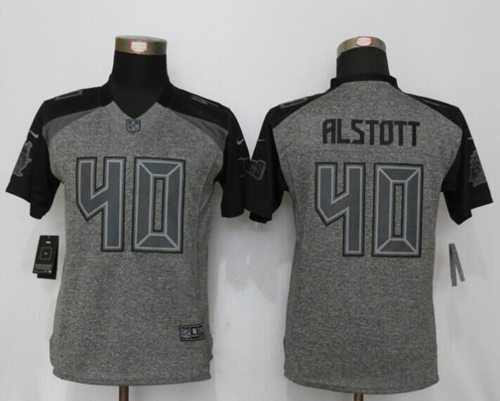 Nike Buccaneers #40 Mike Alstott Gray Women's Stitched NFL Limited Gridiron Gray Jersey Nike Buccaneers #40 Mike Alstott Gray Women's Stitched NFL Limited Gridiron Gray Jersey