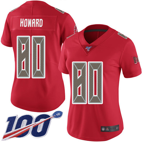 Nike Buccaneers #80 O. J. Howard Red Women's Stitched NFL Limited Rush 100th Season Jersey Nike Buccaneers #80 O. J. Howard Red Women's Stitched NFL Limited Rush 100th Season Jersey