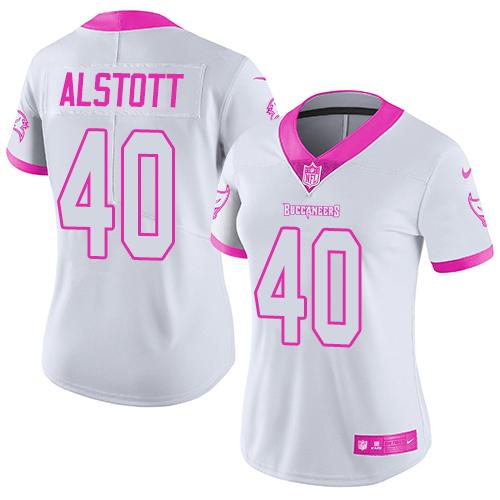 Nike Buccaneers #40 Mike Alstott White/Pink Women's Stitched NFL Limited Rush Fashion Jersey Nike Buccaneers #40 Mike Alstott White/Pink Women's Stitched NFL Limited Rush Fashion Jersey