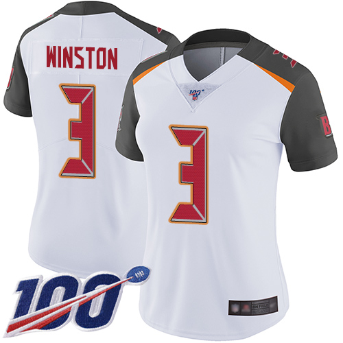 Nike Buccaneers #3 Jameis Winston White Women's Stitched NFL 100th Season Vapor Limited Jersey Nike Buccaneers #3 Jameis Winston White Women's Stitched NFL 100th Season Vapor Limited Jersey