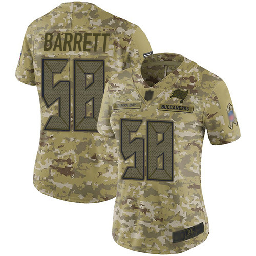 Nike Buccaneers #58 Shaquil Barrett Camo Women's Stitched NFL Limited 2018 Salute to Service Jersey Nike Buccaneers #58 Shaquil Barrett Camo Women's Stitched NFL Limited 2018 Salute to Service Jersey