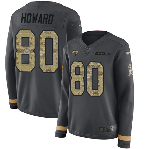 Nike Buccaneers #80 O. J. Howard Anthracite Salute to Service Women's Stitched NFL Limited Therma Long Sleeve Jersey Nike Buccaneers #80 O. J. Howard Anthracite Salute to Service Women's Stitched NFL Limited Therma Long Sleeve Jersey