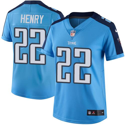 Nike Titans #22 Derrick Henry Light Blue Women's Stitched NFL Limited Rush Jersey Nike Titans #22 Derrick Henry Light Blue Women's Stitched NFL Limited Rush Jersey