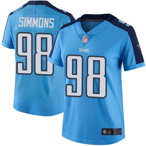 Nike Titans #98 Jeffery Simmons Light Blue Women's Stitched NFL Limited Rush Jersey Nike Titans #98 Jeffery Simmons Light Blue Women's Stitched NFL Limited Rush Jersey