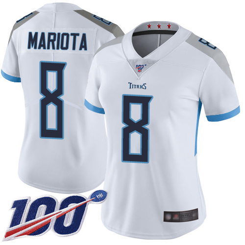 Nike Titans #8 Marcus Mariota White Women's Stitched NFL 100th Season Vapor Limited Jersey Nike Titans #8 Marcus Mariota White Women's Stitched NFL 100th Season Vapor Limited Jersey