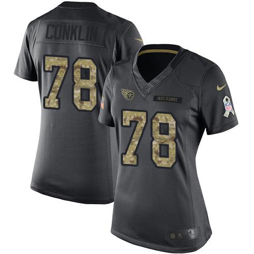 Nike Titans #78 Jack Conklin Black Women's Stitched NFL Limited 2016 Salute to Service Jersey Nike Titans #78 Jack Conklin Black Women's Stitched NFL Limited 2016 Salute to Service Jersey