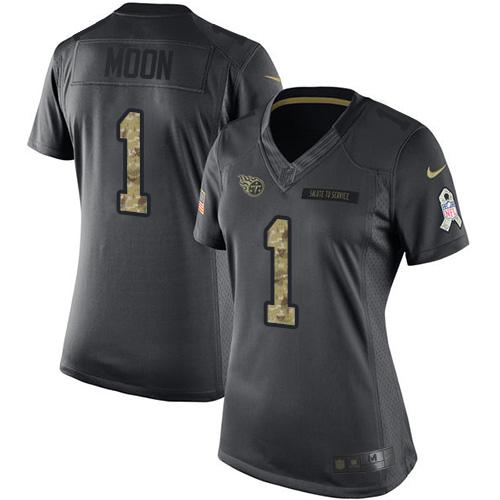 Nike Titans #1 Warren Moon Black Women's Stitched NFL Limited 2016 Salute to Service Jersey Nike Titans #1 Warren Moon Black Women's Stitched NFL Limited 2016 Salute to Service Jersey