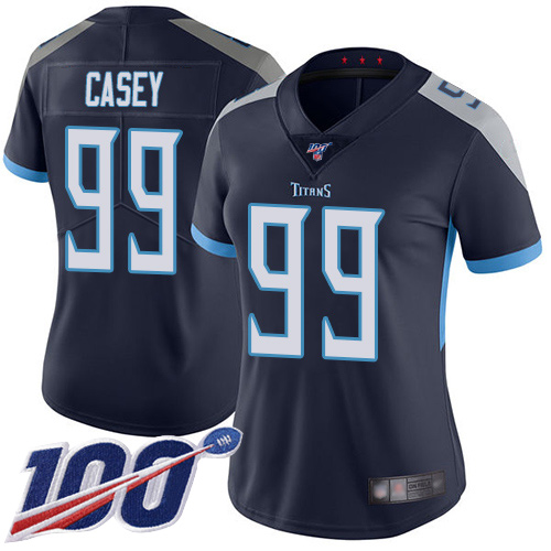 Nike Titans #99 Jurrell Casey Navy Blue Team Color Women's Stitched NFL 100th Season Vapor Limited Jersey Nike Titans #99 Jurrell Casey Navy Blue Team Color Women's Stitched NFL 100th Season Vapor Limited Jersey
