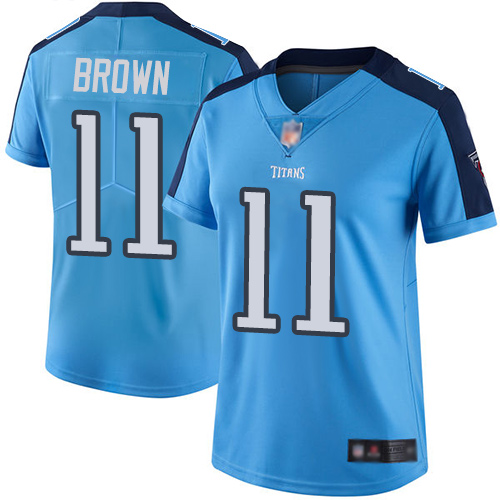 Nike Titans #11 A.J. Brown Light Blue Women's Stitched NFL Limited Rush Jersey Nike Titans #11 A.J. Brown Light Blue Women's Stitched NFL Limited Rush Jersey